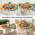thumbnail image 7 of Colorful Rainbow Tie Dye Spiral Pattern Round Fitted Tablecloth with Elastic Edge,Dining Table Cover Waterproof,Outdoor Round Tablecloth for Camping,Dining,Indoor and Outdoor, 7 of 7