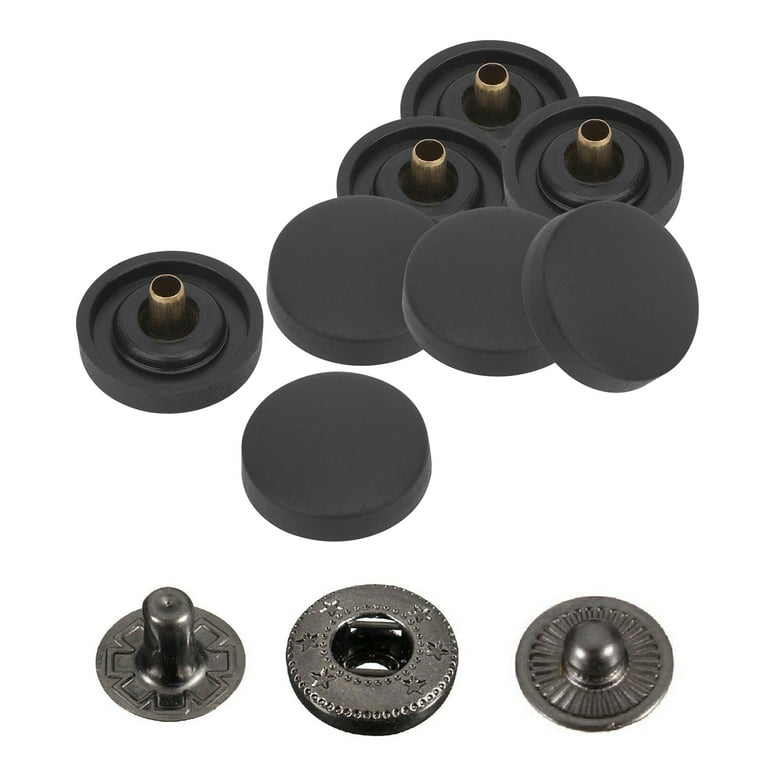 Trimming Shop 15mm Press Studs Plastic Cap & Black Metal Back Snaps &  Fixing Tool Set, Navy, 100pcs 