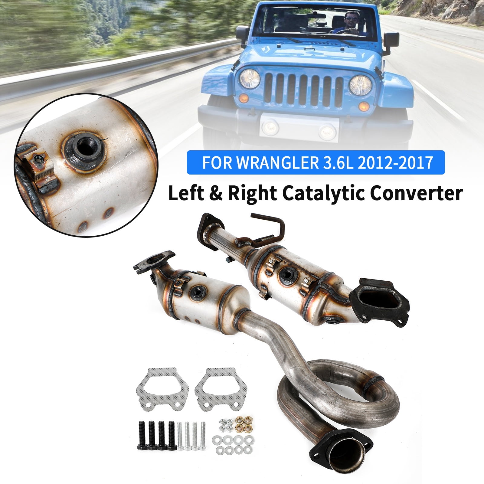 Left & Right Catalytic Converter Set For Jeep Wrangler  V6 2012-2017 -  