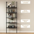thumbnail image 4 of Springg 5-Tier Bookshelf Wall Mount Ladder Bookcase Industrial Standing Corner Bookshelf with Wood Board and Metal Frame, Modern Tall Narrow Storage Organizer for Home Office (Black, 1 piece), 4 of 7