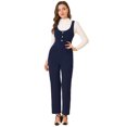 thumbnail image 1 of Mamelucos Casuales con Bolsillos Allegra K Pantalones de Pierna Ancha Mono de Punto Azul Marino XS, 1 of 6