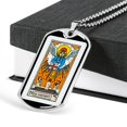 thumbnail image 4 of Tarot Card Necklace The Judgment Stainless Steel or 18k Gold Dog Tag 24", 4 of 8