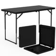 thumbnail image 3 of 4ft Folding Table, Fold-in-Half Plastic Table, Heavy-Duty Portable Utility Table with Adjustable Height Steel Legs & Carry Handle for Party, Camping, Picnic, Indoor Outdoor Use (Black), 3 of 6