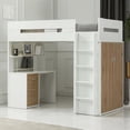 thumbnail image 2 of Benjara Wooden Twin Size Loft Bunk Bed with Workstation- White and Brown, 2 of 3