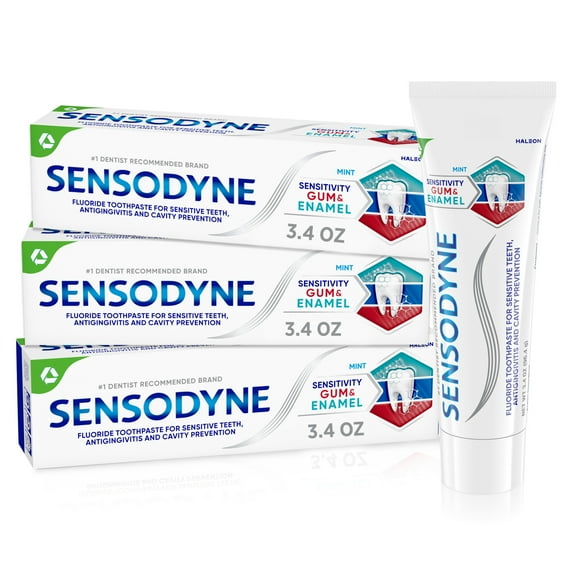 Sensodyne Toothpaste Sensitivity Gum and Enamel Fluoride Toothpaste, Mint Flavor - 3.4 Ounces x 3