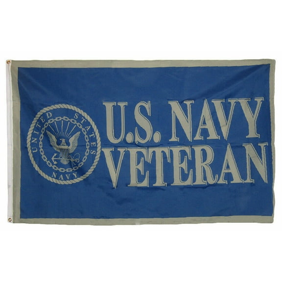ANT Enterprises 3' x 5' Polyester USN Veteran Outdoor Flag, UV Resistant