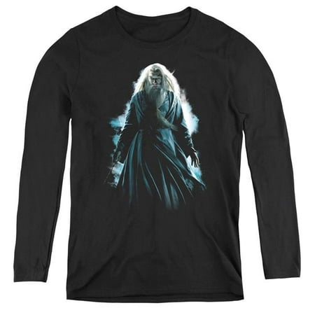 Trevco Sportswear HP6007-WL-1 Harry Potter & Dumbledore Burst Womens Long Sleeve T-Shirt,  Black - Small