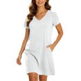 thumbnail image 2 of Aofany Women Nightgowns Soft Short Sleeve V-Neck Nightshirts Comfy Pajama T Shirt Dress Lounge Sleepwears, 2 of 7