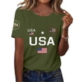 thumbnail image 2 of 250 Anniversary USA Shirt American Falg Print Short Sleeve 250th Birthday T-Shirt 1776-2026 4th July Freedom Tops Army Green L, 2 of 4
