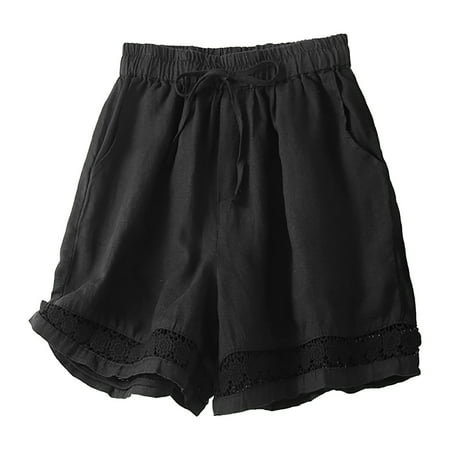 WNVMWI Womens Shorts Yoga Shorts for Women Dressy Shorts Women s Loose Casual Cotton Elastic Wide Leg Pants Shorts Casual Shorts Hot Pants Workout Bottoms Jean Short Black High Rise Jean Shorts XL