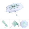 thumbnail image 5 of Fashionable Transparent Folding Umbrella with Cherry Blossom Design - Light Green, 5 of 5