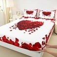 thumbnail image 3 of Castle Fairy Red Love Heart Print 4 Pieces Queen Sheet Sets for Female Men,Floral Rose Ultra Soft Flat Sheet,Happy Valentine's Day Queen Fitted Sheet,Breathable Home Decor, 3 of 7