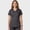 Charcoal, variant on Women’s Scrub Top, Mock Wrap V-Neck, 3 Pockets, Stretch, M, Charcoal