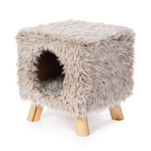 Prevue Pet Products Kitty Power Paws Plush Cozy Cube Cat Bed and Stool
