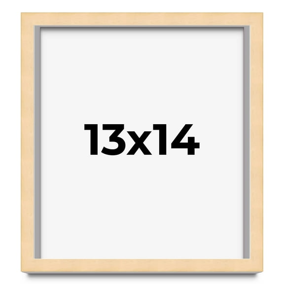 13x14 Frame Natural Wood Picture Frame | 0.75 Inch Moulding Width | with UV Acrylic Plexiglass,