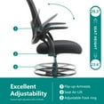 thumbnail image 5 of edx Drafting Chair, Tall Office Chair with Lumbar Support, Mid Back Ergonomic High Task Chair with Foot Ring for Counter Height Desk, Black, 5 of 9