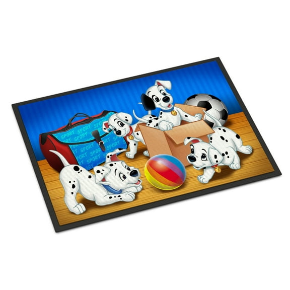 Carolines Treasures APH9058MAT Dalmatians playing ball Door Mat Indoor Rug or Outdoor Welcome Mat 18x27 Doormat  27"L x