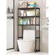 thumbnail image 1 of 3 - tier carbon steel freestanding over - toilet almacenamiento estante para bathroom, restroom, laundry, y balcony (negra), 1 of 6