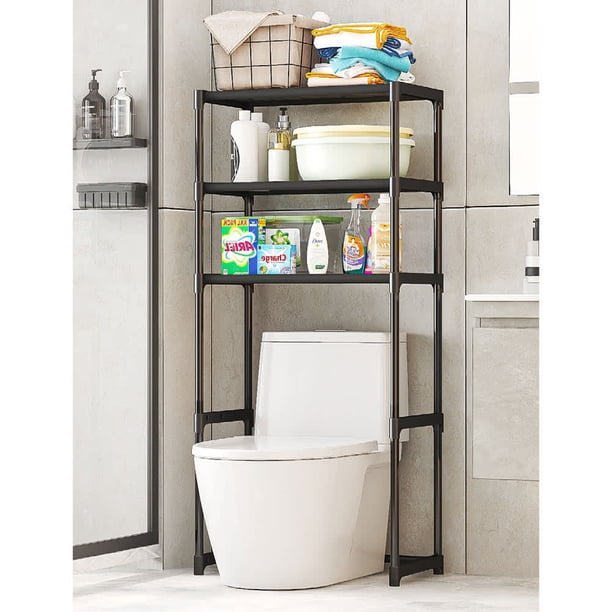3 - tier carbon steel freestanding over - toilet almacenamiento estante para bathroom, restroom, laundry, y balcony (negra)