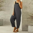 thumbnail image 6 of Loose Womens Cotton Plus Size Jumpsuit Playsuits Trousers Dungarees BLACK M, 6 of 8