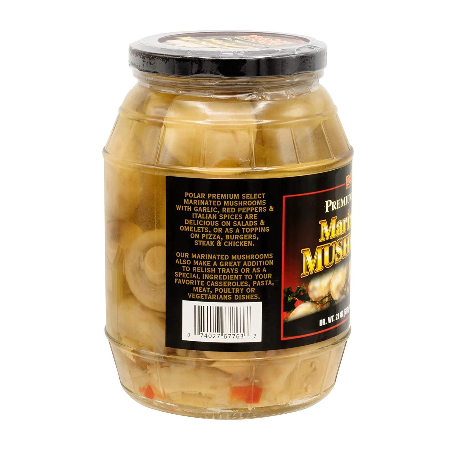 MW Polar Whole Marinated Mushrooms 35 oz Glass Jar (Pack of 2)