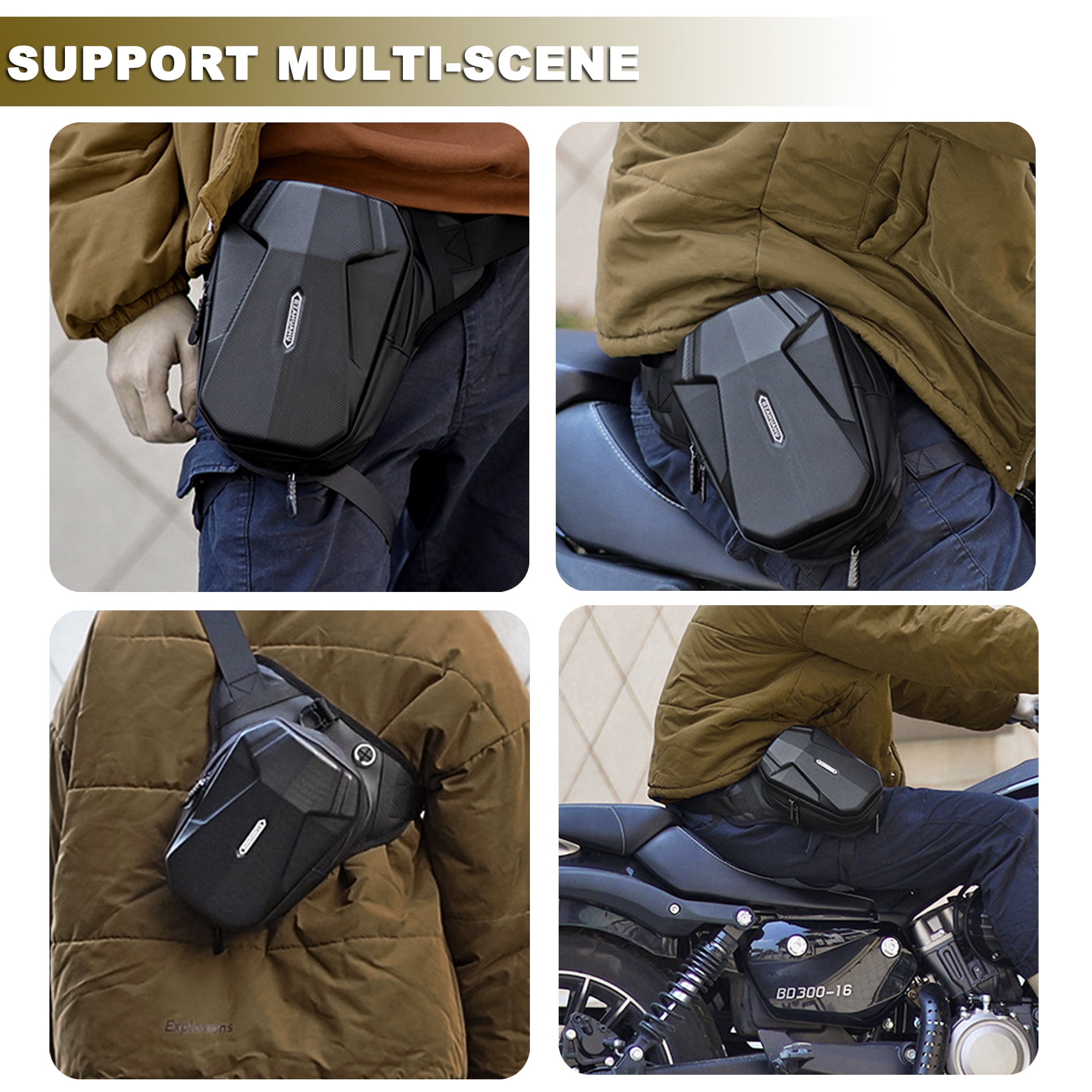 Motorcycle Waist Pack,Drop Leg Bag,Motorcycle Hiking Waist Pack for Men Women EVA Hard Shell Waterproof Waist Bag Fanny Pack for Men Women Bike Riding Hiking Cycling