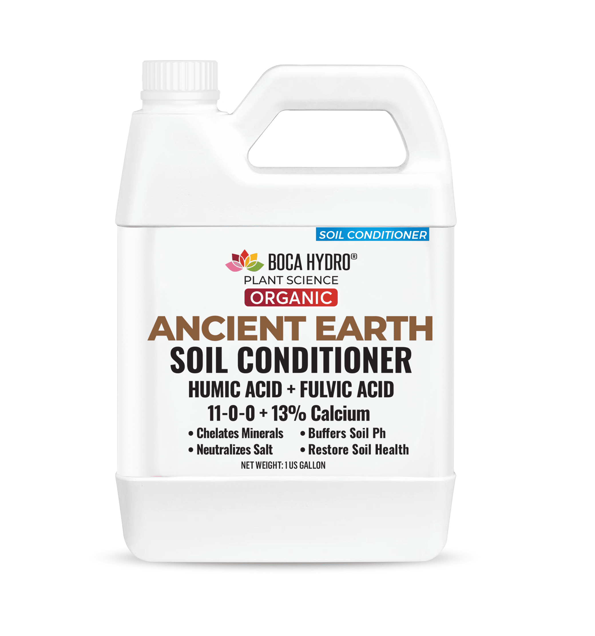 Boca Hydro Ancient Earth Soil Conditioner – Organic Humic & Fulvic Acid Blend with Calcium, Nitrogen & Molasses – Improves Nutrient Uptake, Buffers pH, Neutralizes Salt, Loosens Clay & Restores Soil