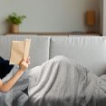 thumbnail image 3 of Abstract Soft Flannel Fleece Throw Blanket, Brickwork Concrete Room with 3 Ceiling Lamps Modern Minimalistic Design, Cozy Plush for Indoor and Outdoor Use, 60" x 80", Black and White, by Ambesonne, 3 of 5