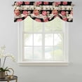 thumbnail image 5 of Tie Up Valance for Windows Pink Peony Rose Curtains Valances Rod Pocket Valance Window Treatments Floral Black Stripes Linen Balloon Curtains for Kitchen Living Room Bedroom Bathroom 42x12 Inch, 5 of 9
