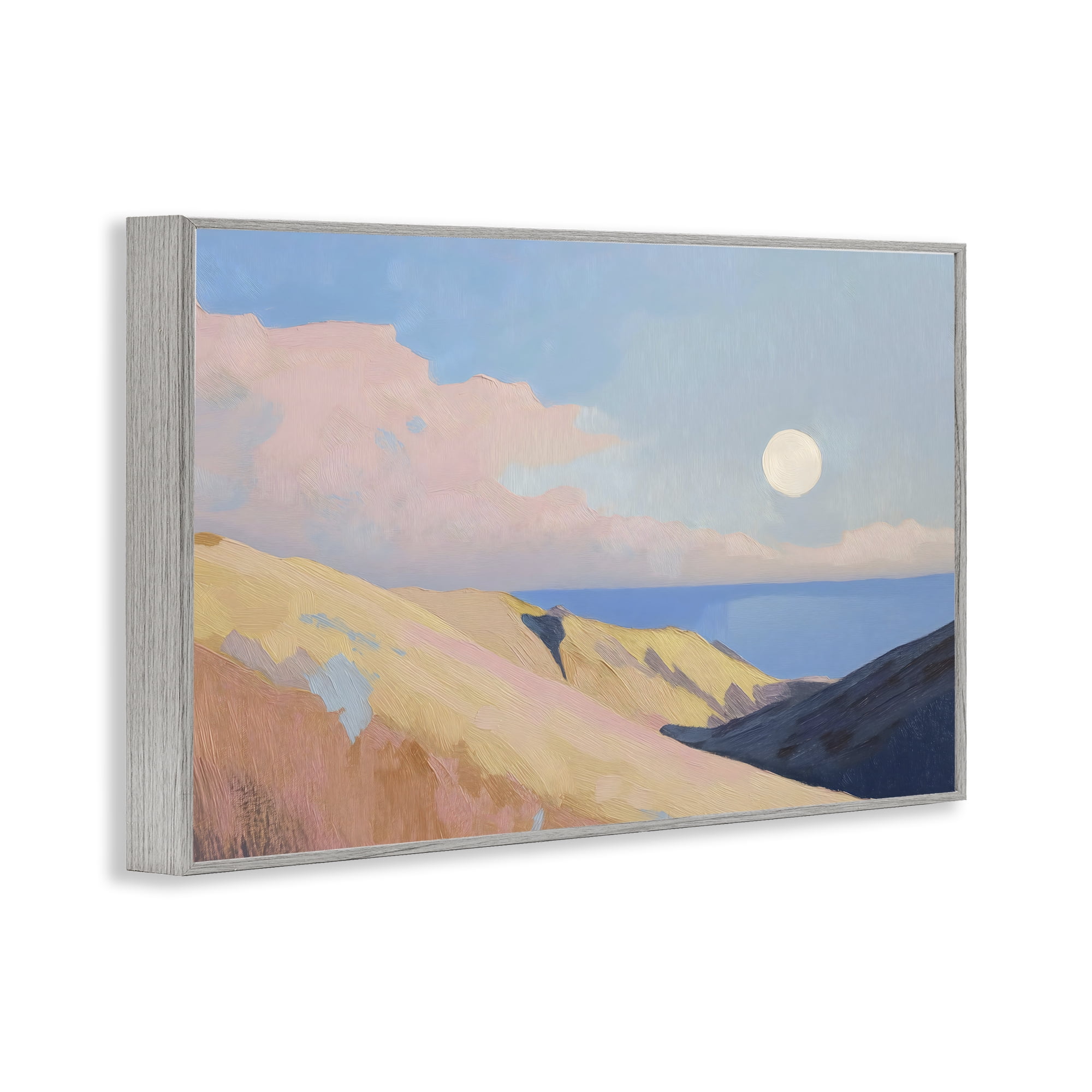 Stupell Industries Pink Hills At The Ocean Gray Framed Giclee Art, design by Gina Kelly
