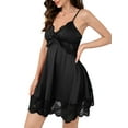 thumbnail image 2 of LWP Women Nightgown Sexy Sleepwear V-neck Modal Babydoll Lace Chemise Lingerie Lounge Dress, 2 of 9
