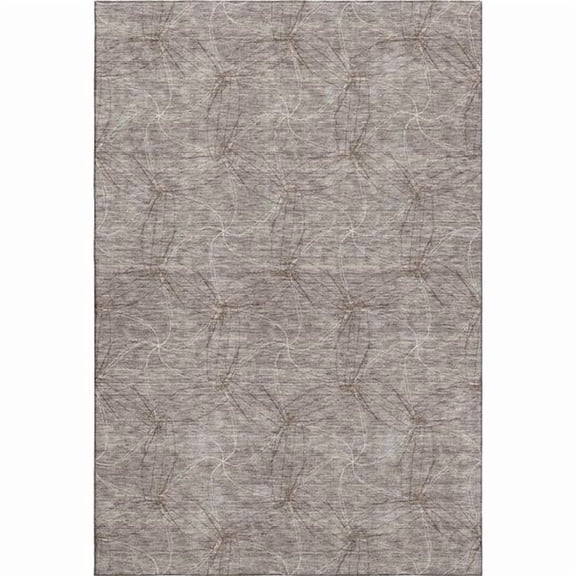 HomeRoots 676607 9 x 12 ft. Taupe & Ivory Geometric Transitional Washable Machine Made Rectangle Area Rug with UV Protection
