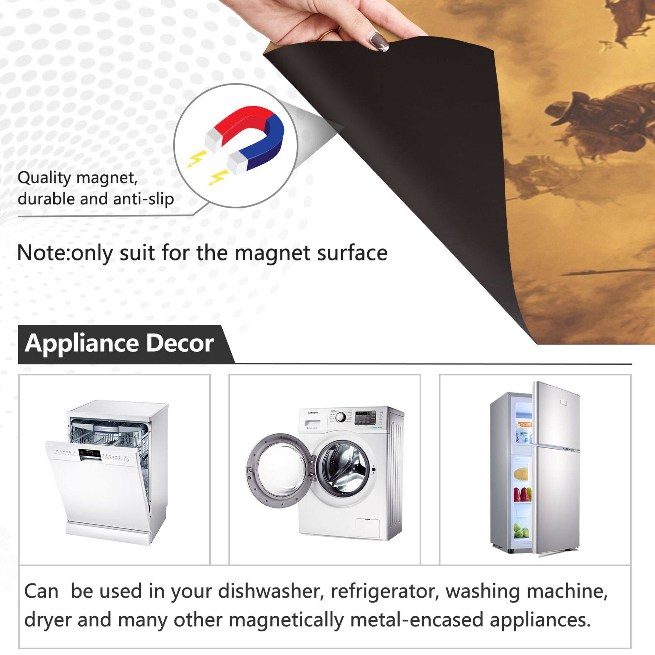 Dishwasher Magnetic Sticker 23x26 Inch Refrigerator Magnetic Sticker Washing Machine Magnetic Sticker Kitchen Panel Magnetic Sticker Home Decor Riding Cowboys