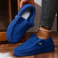 thumbnail image 2 of Womens Loafer Slippers Flat Heel Closed Toe Slip-on House Slides Slippers Women's Casual Winter Thickened Velvet Warm Shoes Casual Flat Shoes Blue 7.5, 2 of 7