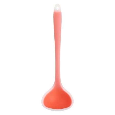 

Translucent Silicone Soup Spoon Anti-scald Cold Heat Resistant Kitchen Cooking Utensil Orange