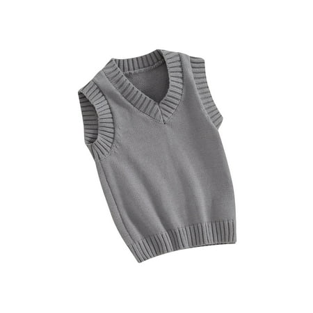 

Bagilaanoe Toddler Baby Boy Girl Sweater Vest 6M 12M 18M 24M 3T 4T 5T Kids Lightweight Sleeveless V Neck Solid Color Pullover Knitted Tank Tops