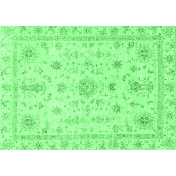 Ahgly Company Indoor Rectangle Oriental Emerald Green Traditional Area Rugs, 8' x 10'