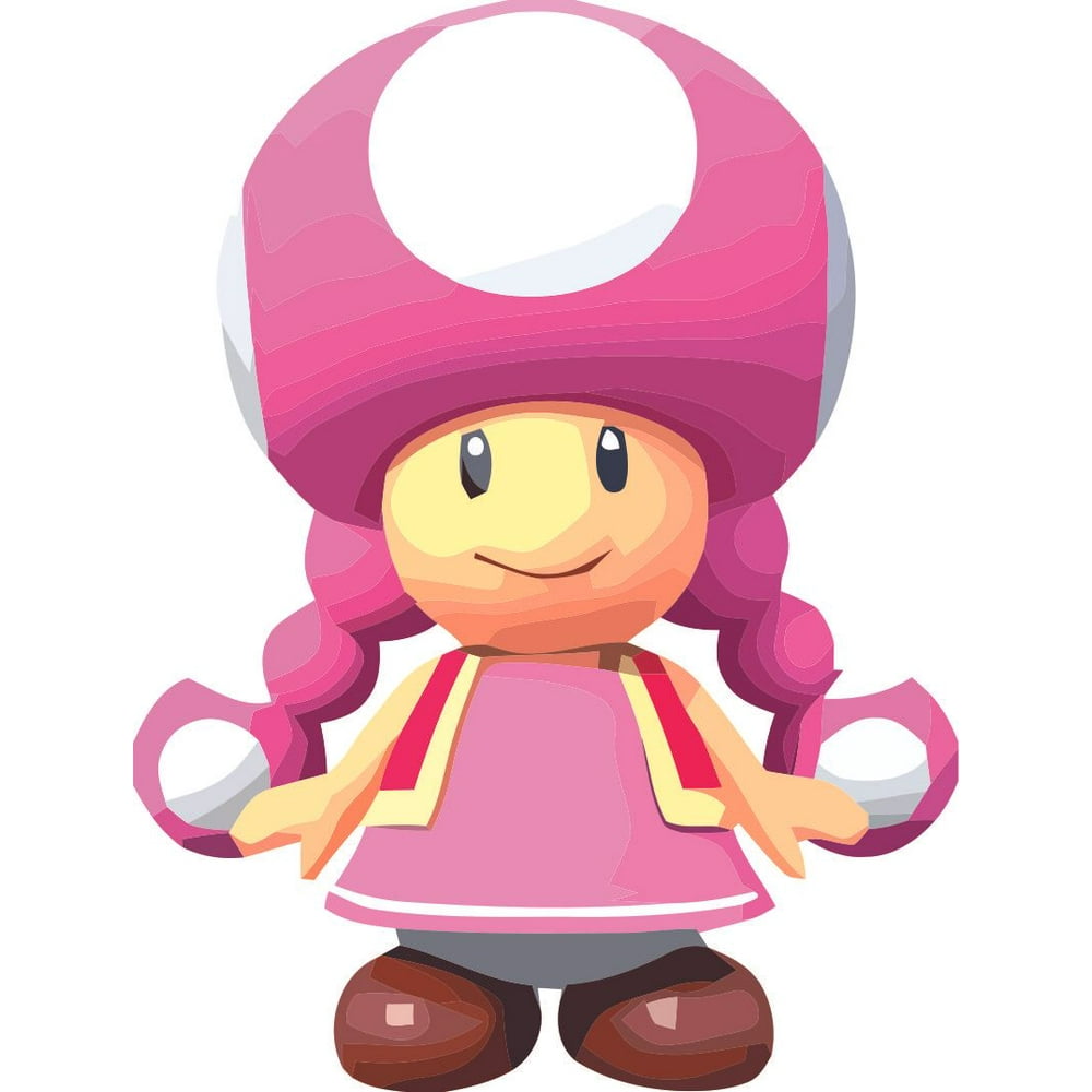 Toadette Pink Mushroom Girl Super Mario Bros Arcade Game Wall Sticker