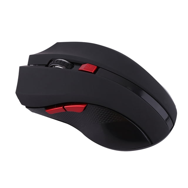 Souris de Jeu Optique Mécanique pour Jeux Informatiques 6 Touches 2,4 GHz Portable, DPI Réglable Noir, Rouge