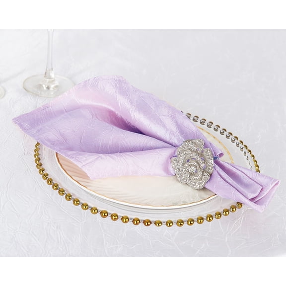 Wedding Linens Inc. (10pcs) 20"x 20" Crushed Crinkle Taffeta Napkins - Lavender