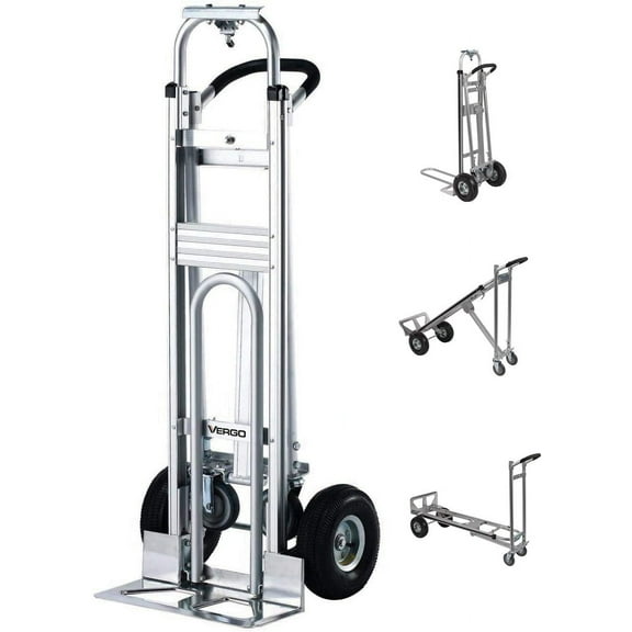 Vergo Industrial AS7A2 Aluminum Convertible Hand Truck Dolly Cart with Loop Handle 700 lbs Capacity (3 Positions, 53" High)