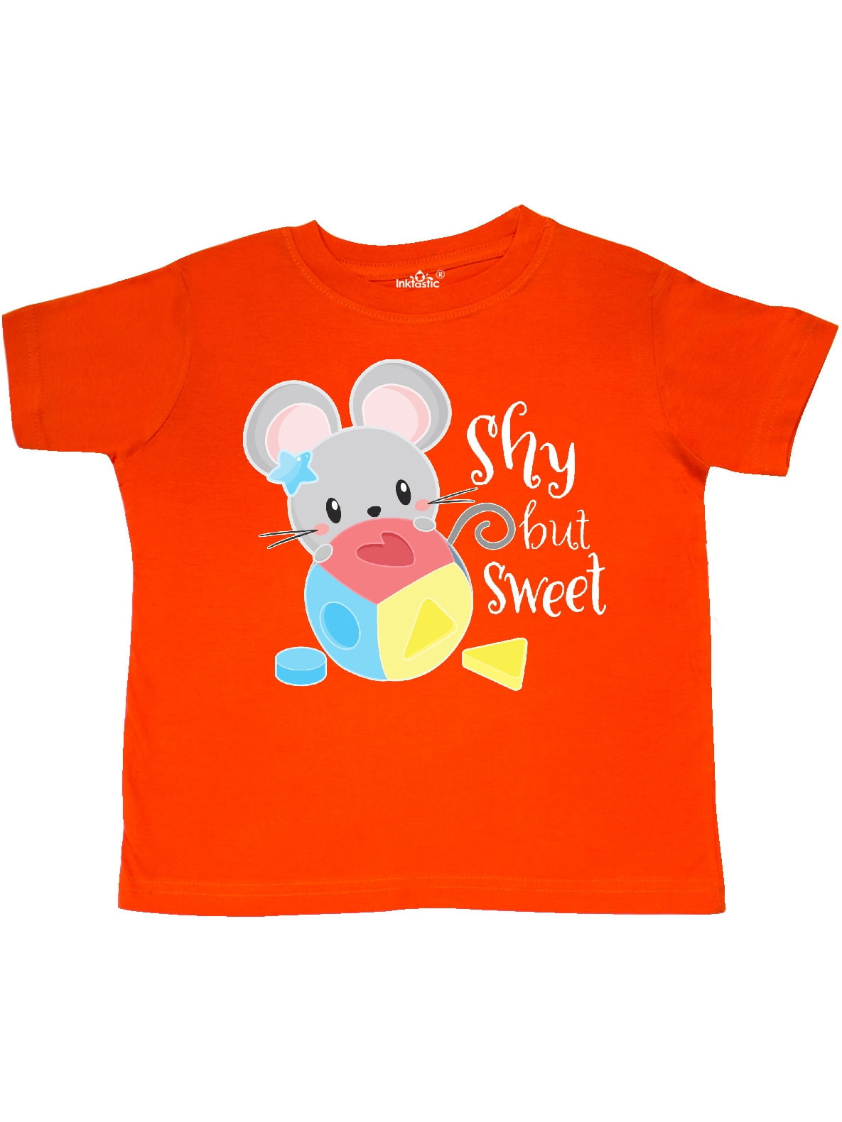 inktastic Shy But Sweet Cute Mouse with Toy Block Long Sleeve Creeper