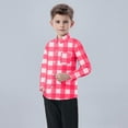 thumbnail image 4 of BRGZLK Toddler Kids Long Sleeve Button-Down Shirt Boys Girls Cute Checkered Print Lapel Casual School Uniform Top with Pocket Hot Pink 7-8 Years, 4 of 6