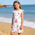 thumbnail image 7 of Afuyipoi ​Girls Sweet Cake Graphic Fashion Dress (5-12 Years) Summer Flutter Sleeve Round Neck Casual Dress for Holiday Outing Watermelon Red 11/12, 7 of 7