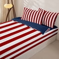 thumbnail image 3 of Manfei Red White Stripes Zipper Twin Comforter Sets with Fitted Sheet and 2 Pillowcases,Modern Geometric Zipper Bedding Set,Navy Blue Reversible,4pcs, 3 of 8
