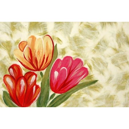 Liora Manne Visions IV Tulips Indoor/Outdoor Mat Orange 20"X29.5"