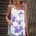 thumbnail image 2 of Women's Summer Tank Tops Floral Printed Sleeveless Spaghetti Strap Tees Scoop Neck Flowy Loose Casual Blouses (2XL, Purple), 2 of 6