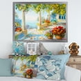 thumbnail image 3 of Designart 'Terrace With Red Flowers Near The Sea' Nautical & Coastal Framed Art Print, 3 of 4