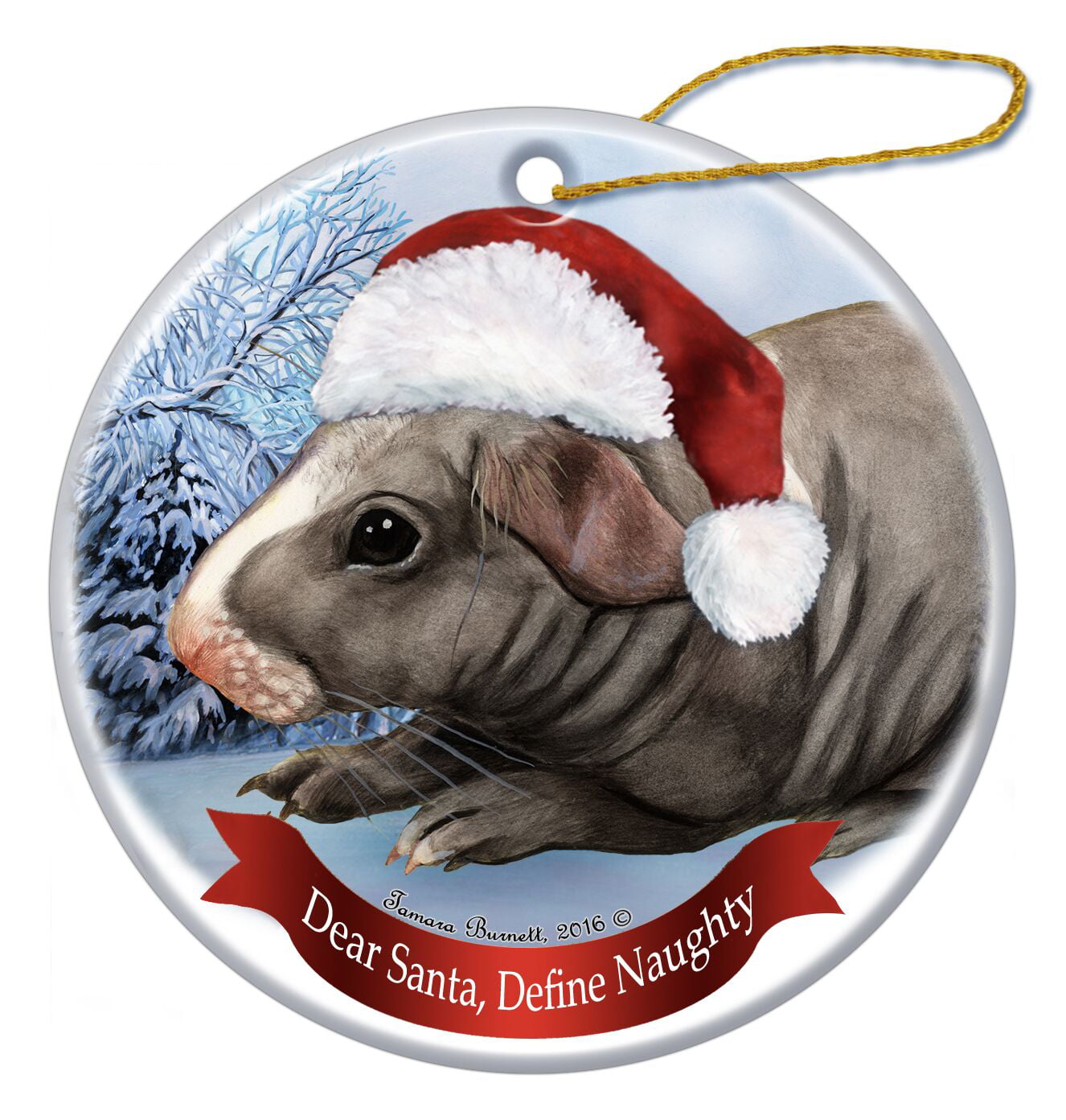 Rat Beige Solid Porcelain Ornament Pet Gift 'Santa I Can Explain!' 