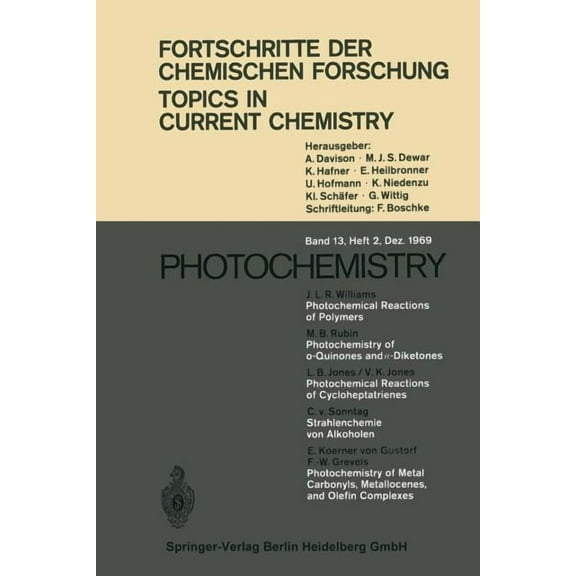 Topics in Current Chemistry Photochemistry, Book 13, (Paperback)